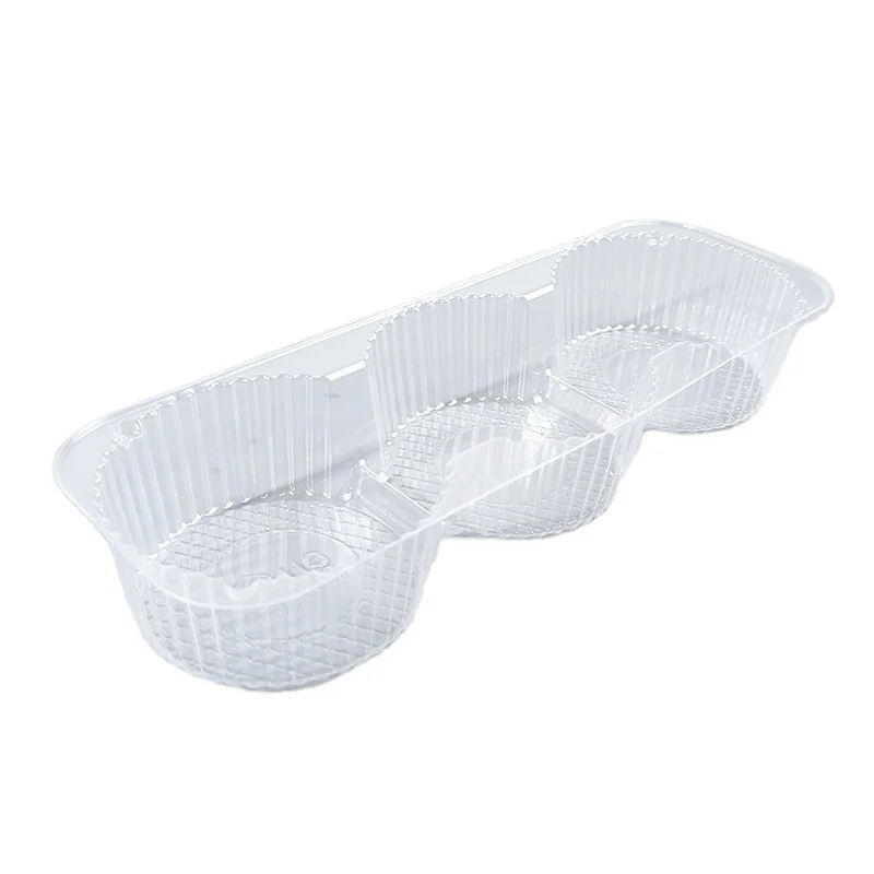 Three-grid biscuit inner liner BOPS material environmentally friendly plastic packaging tray chocolate pastry cookie cupcake box