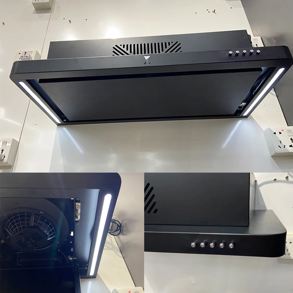 Telescopic Slim Exhaust Hood Extendible Stainless Steel Chimney Range Hood Exhaust Hood for Kitchen