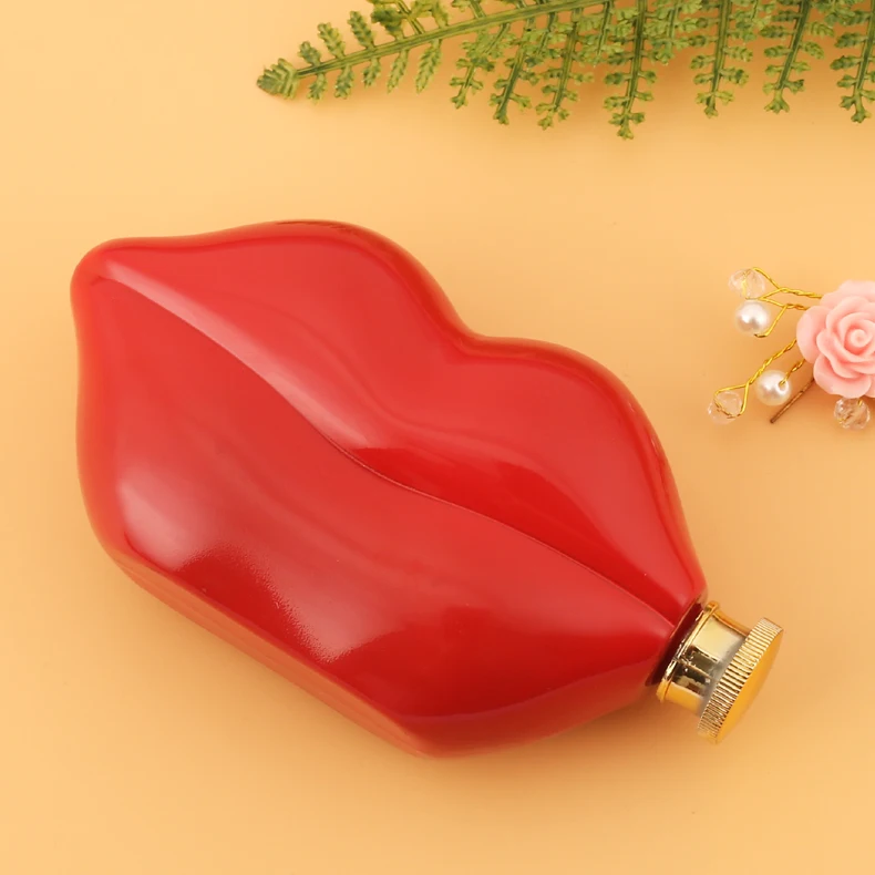 red lip shape hip flask
