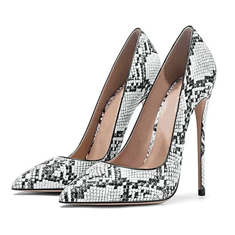 Women Pointed Toe High Heel Pump Shoes Sexy Snake Print Pumps New Fashion Stiletto Heels Female Ladies Shoes