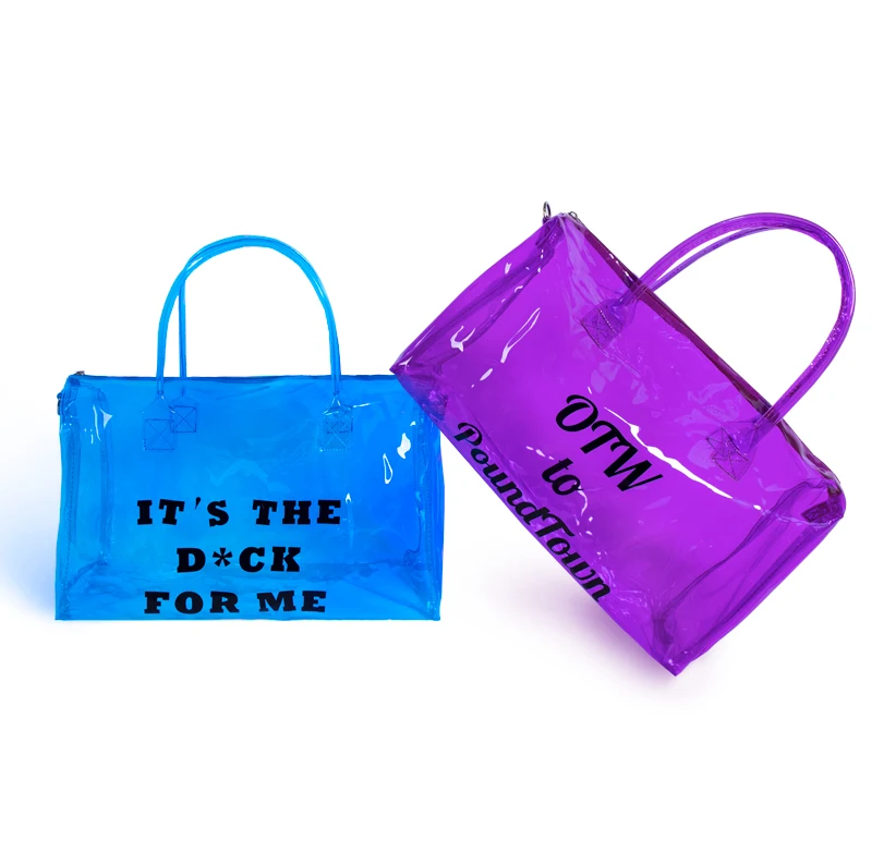Custom Printed womens travel waterproof colorful transparent duffle bag Holographic Pvc clear duffle bag for Women