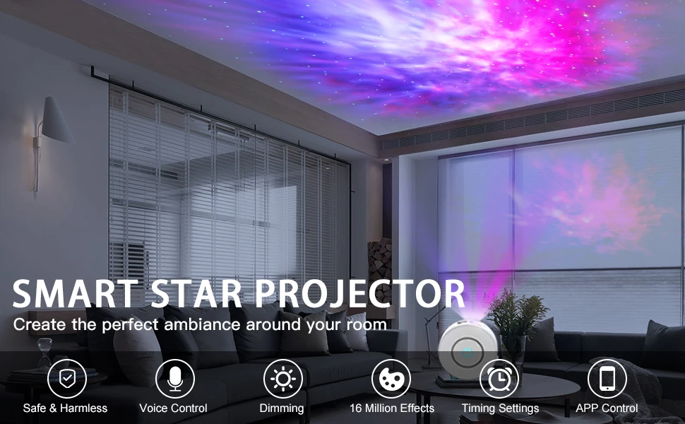Nanxin nebula projector alexa star sky led laser galaxy projector light lamp for kids adults bedroom ceiling