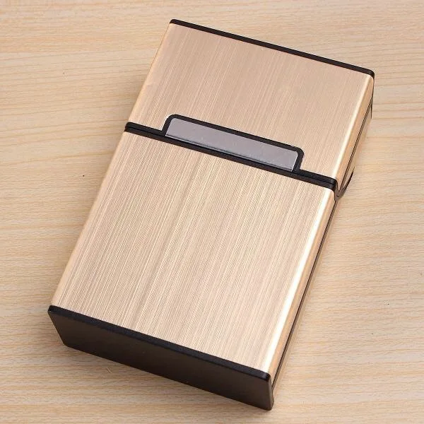 20 Capacity Cigarette Case Brushed Metal Cigarette Case with Magnetic Switch Flip Closure