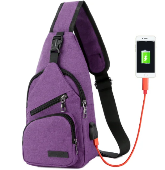  Недорогая Спортивная нагрудная сумка через плечо с USB-разъемом мужская