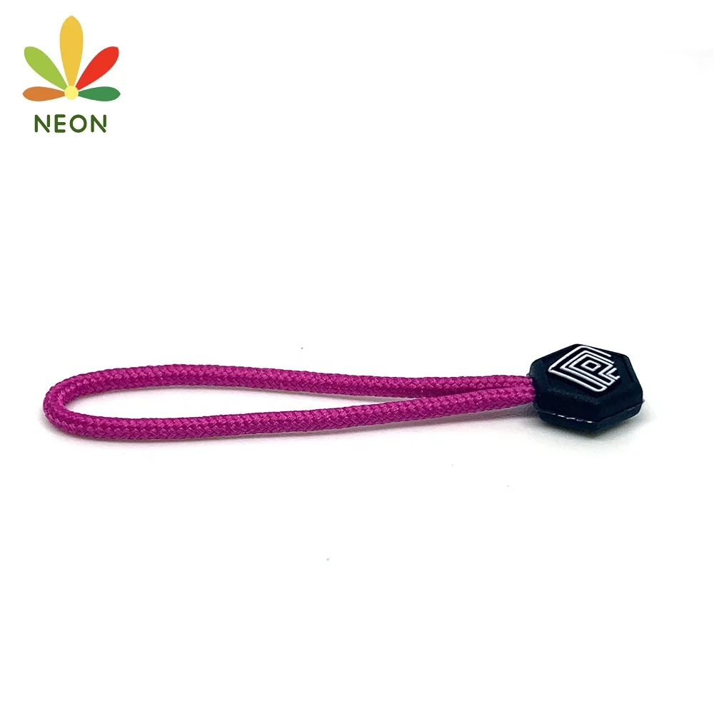 Custom Elastic Cord Rubber Zipper Pull Made Design Color Plastic Elastic String Zipper Puller for Sport Garment Bag