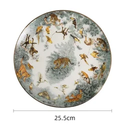ZC European Equatorial Jungle dinnerware sets plate  cup and saucer set gold rim bone China  afternoon tea cup set