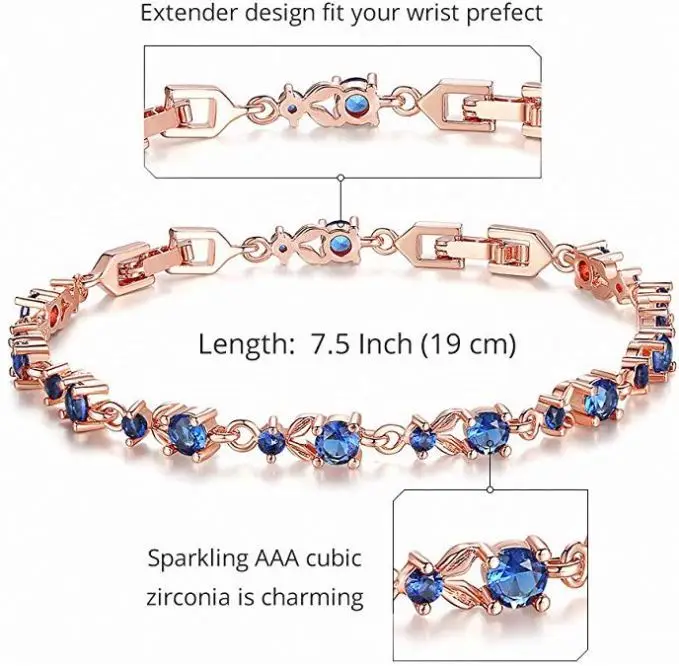 Bamoer Luxury Slender Rose Gold Plated Bracelet With Sparkling