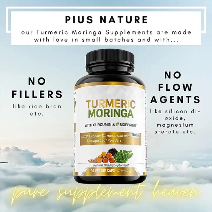 Organic Curcumin Moringa Leaf Powder Black Pepper Extract Curcumin Capsules High Quality Joint Support Supplement