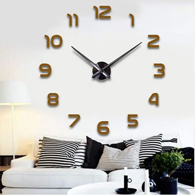 Frameless 3D DIY Large Mute Wall Stickers for Living Room Bedroom Home Wall clocks sale wooden clock