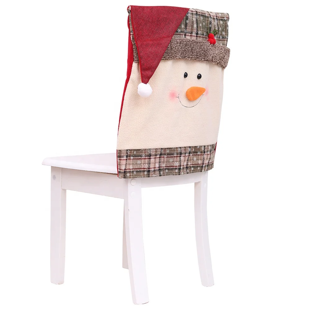 BSCI SJ0522 personalised home decoration soft fleece santa pattern claus snowman chair cover