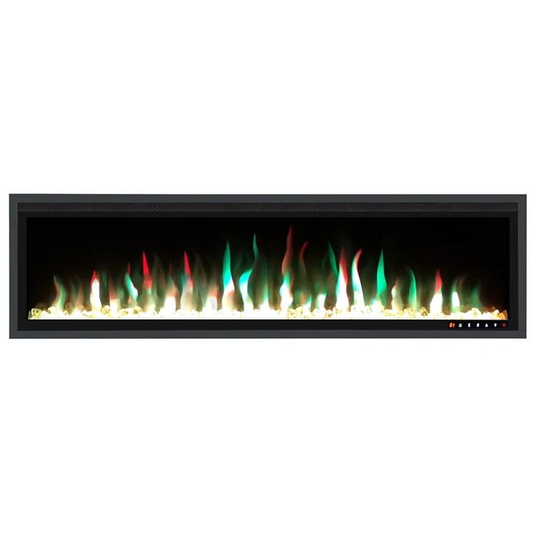 42 50 60 65 72 inch wall mounted insert big long thin edge electric fireplace with high quality