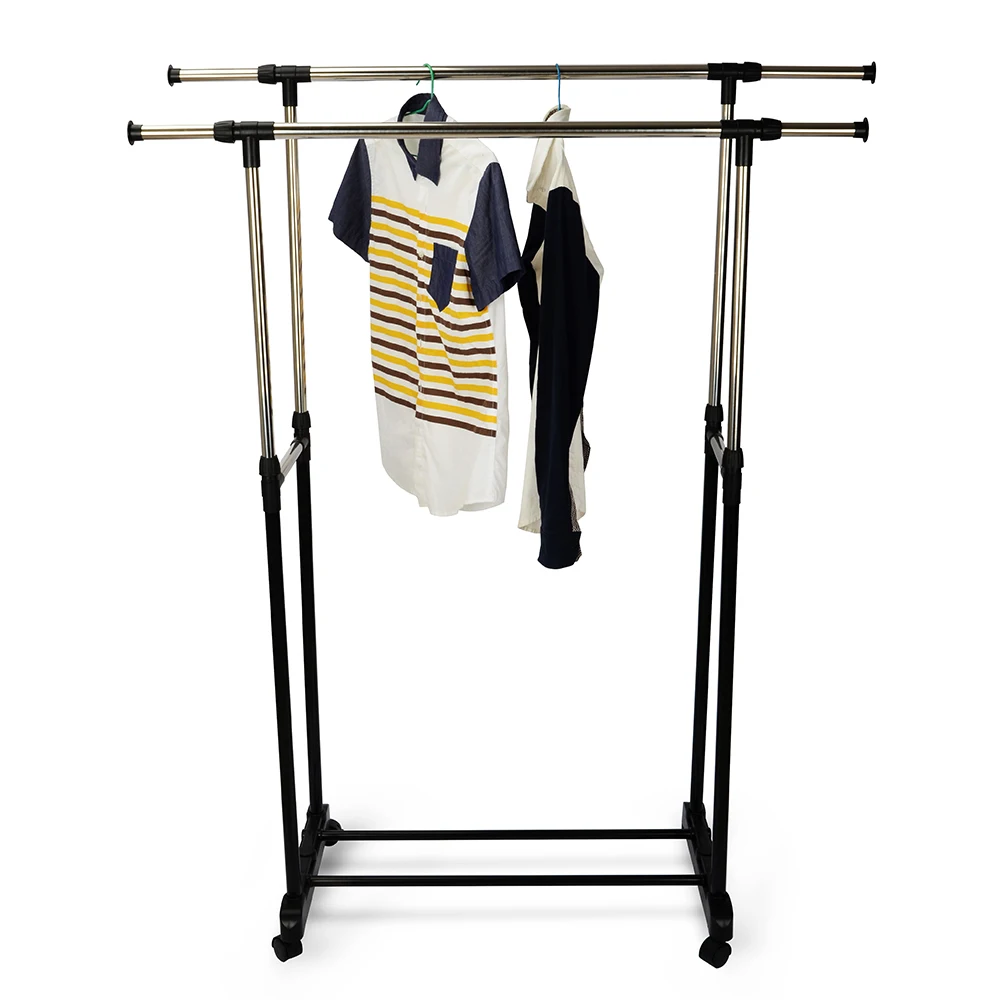 Heavy Duty Free standing metal clothes hanging garment display Cloth Rail