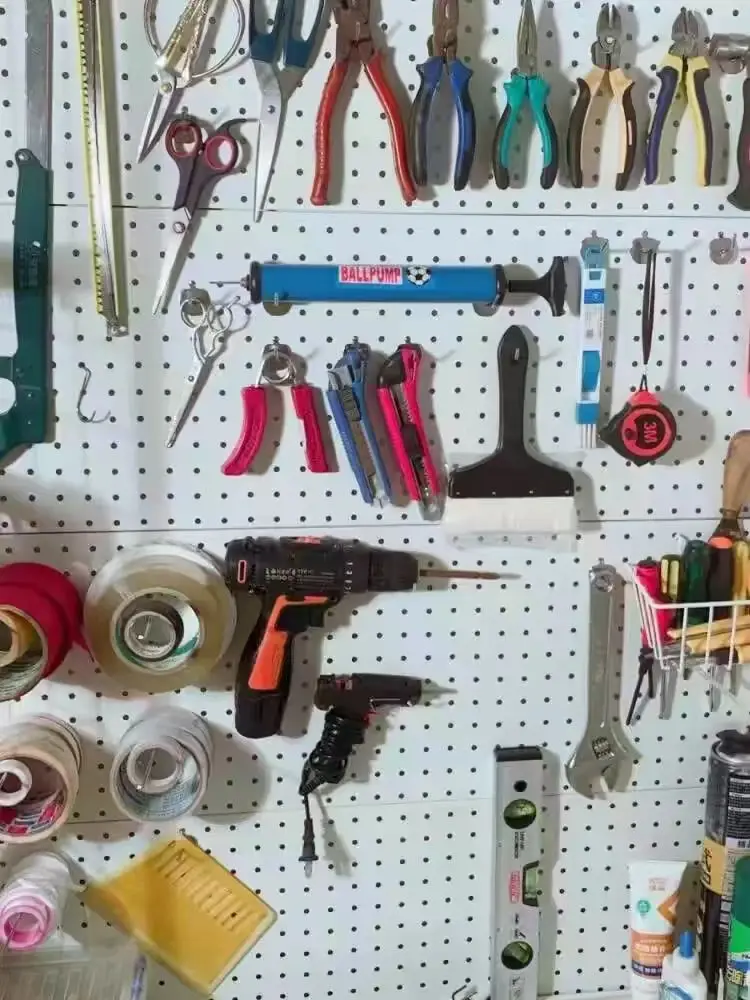 Customized Metal Pegboard Display Rack with Shelves Square Hole Tool Display Pegboard Hook Set Stand Type