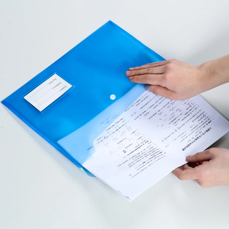 China Supplier Large Capacity A4 A5 PP Clear Filing Fill Folder Document Bag with Flap