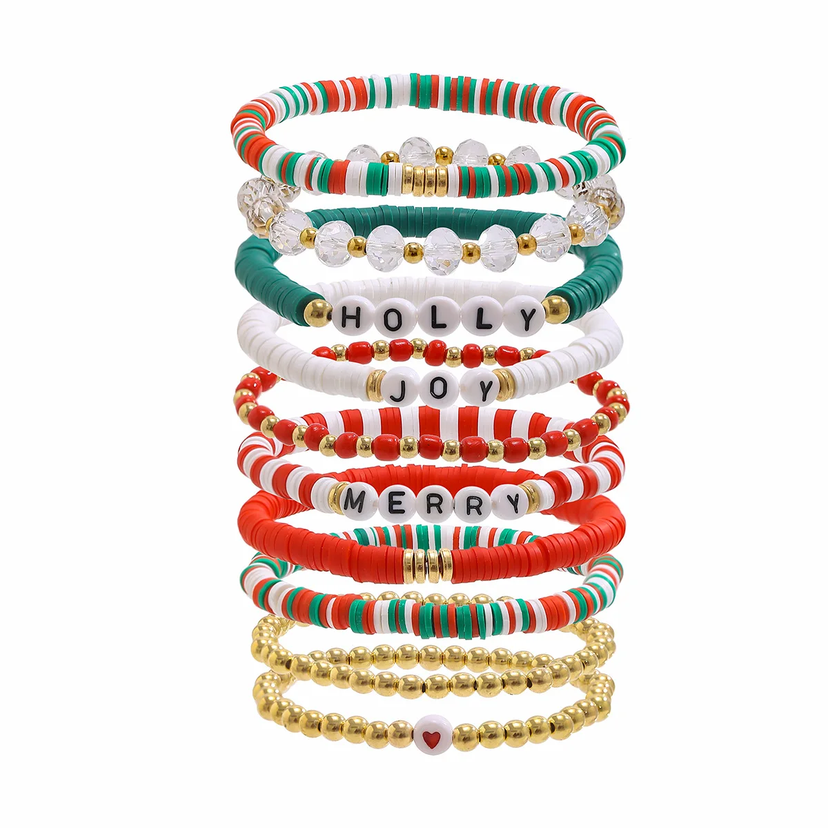 Cute Polymer Christmas Beaded Bracelet For Women Stackable Christmas Tree Snowflake Letter Bracelet Christmas Jewelry AM1471008