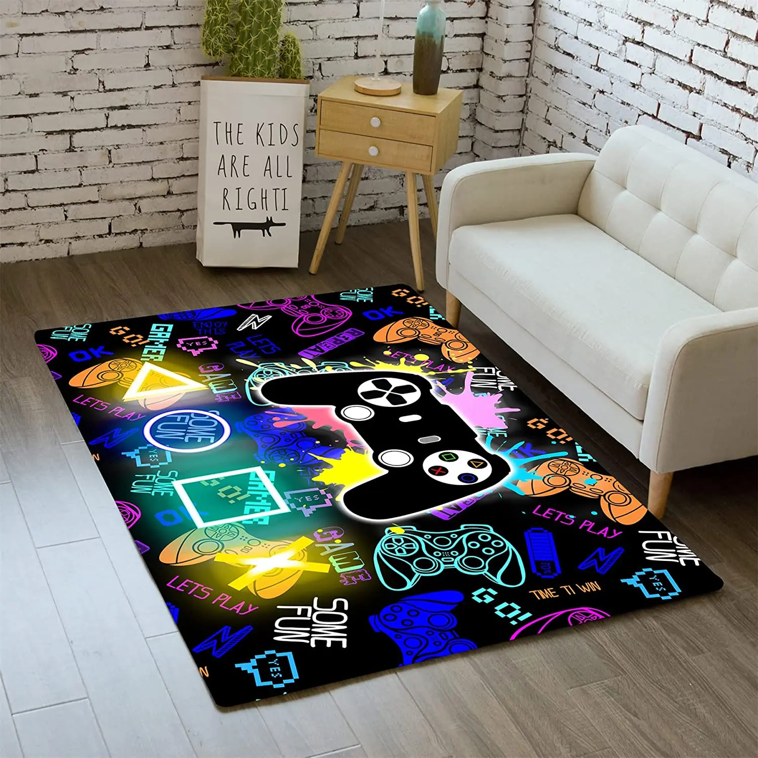Gaming Area Rugs for Boys Cool Game Style Bedroom Video Games Bedroom Carpet for Teens Game Controller Gamepad Home Decor