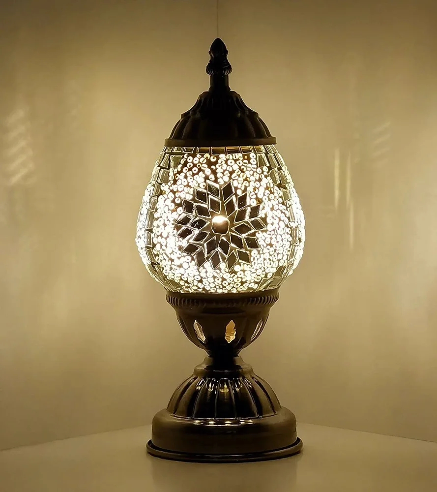 Marrakech Handmade Moroccan Lantern Tiffany Style Bedside Lamp Turkish Mosaic Glass Table Lamp for Room Decor