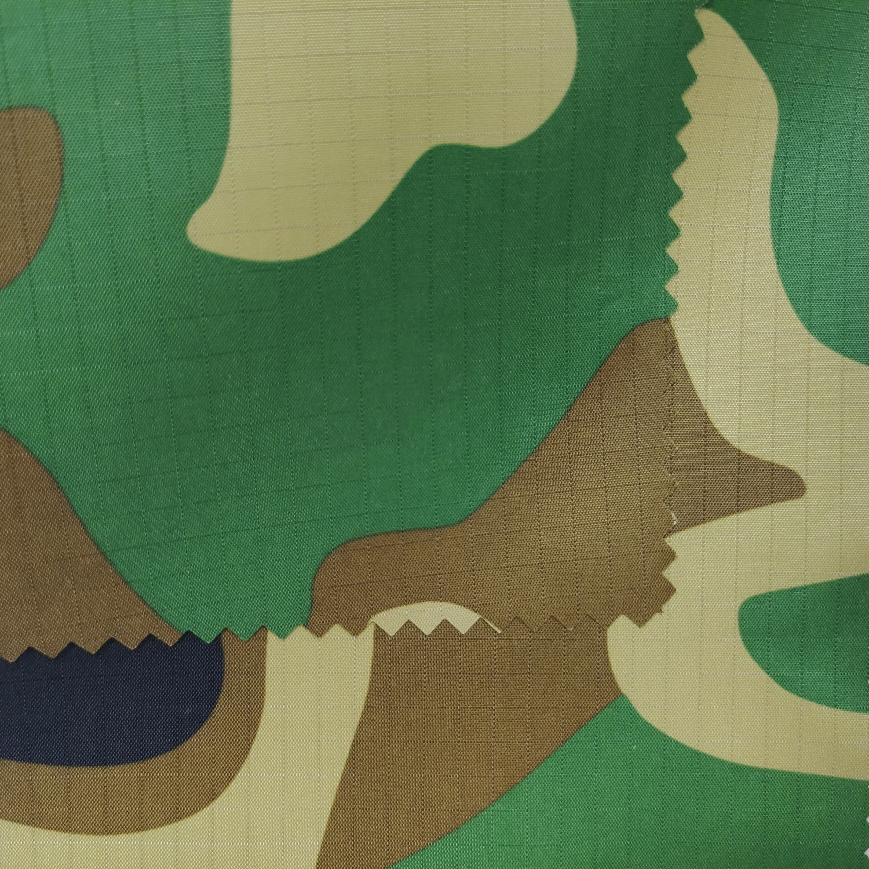 camo printing fabric polyester ribstop grid pongee with pu white coating waterproof and breathable for jacket