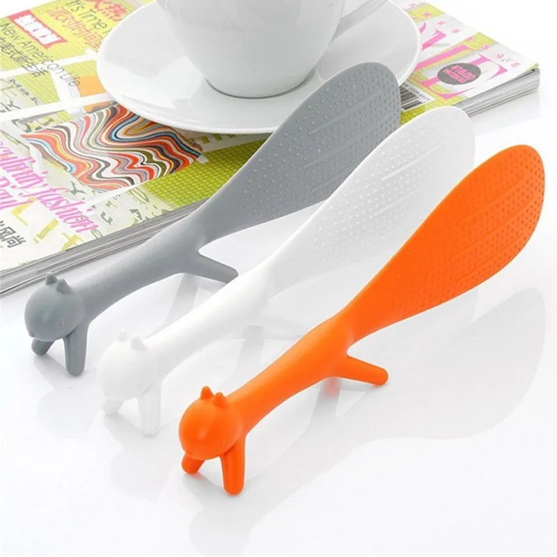 Kitchen Tool Cute Fashion Plastic Squirrel Shaped Non Stick Rice Paddle Meal Spoon tableware Rice Spoon