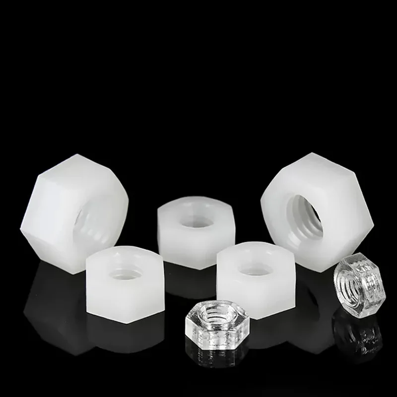 M4 M8 M10 Nylon Plastic Insulated Material PA66 White Black Color Hex Hexagon Hexagonal Head Heavy Thin Nut DIN934