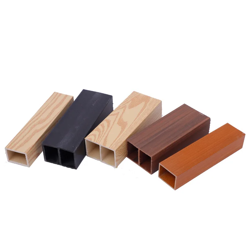 Wooden Square tube Easy to install Indoor Partition plastic WPC timber wood tube log wood grain pipe