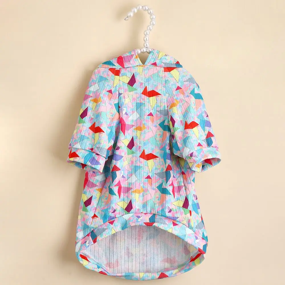 2022 new pet clothes geometric print pet hoodie dog and cat clothes wholesale