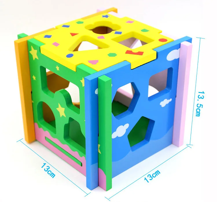 Hot Style Intelligence Cartoon Box Detachable Blocks Matching Funny Animal Wooden Baby Shape Sorter Toy For kids Boys and Girls