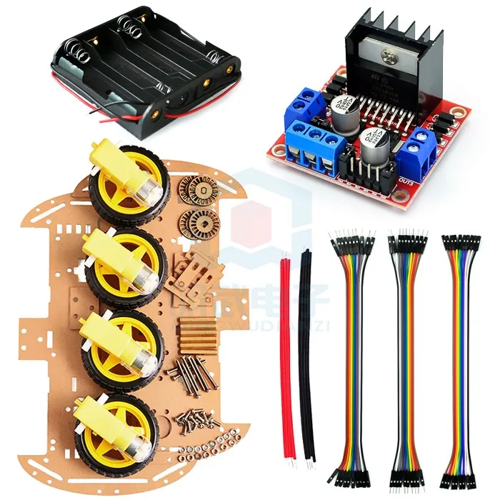Умная Автомобильная рама с двойным шасси 4WD, обход препятствий для Arduino для U-no Raspberry PI с модулем привода L298N