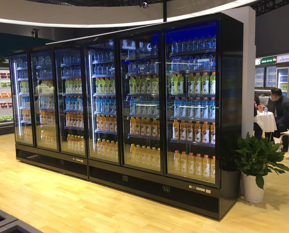 New Design Vertical Glass Door Display Beverage Cooler Fridge Supermarket Multideck Glass Door Freezer