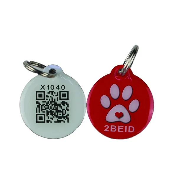 Custom QR code Id Anti-Lost Dog Tag and URL programmable RFID epoxy pet ID tag
