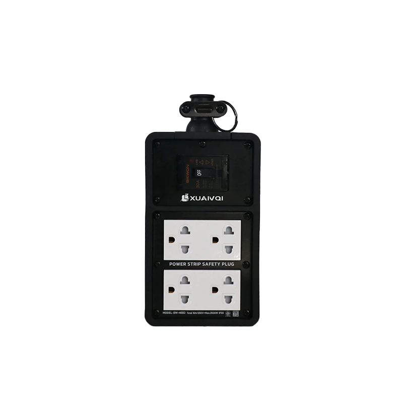 Black waterproof tabletop socket safety multiple power socket 16A 250V