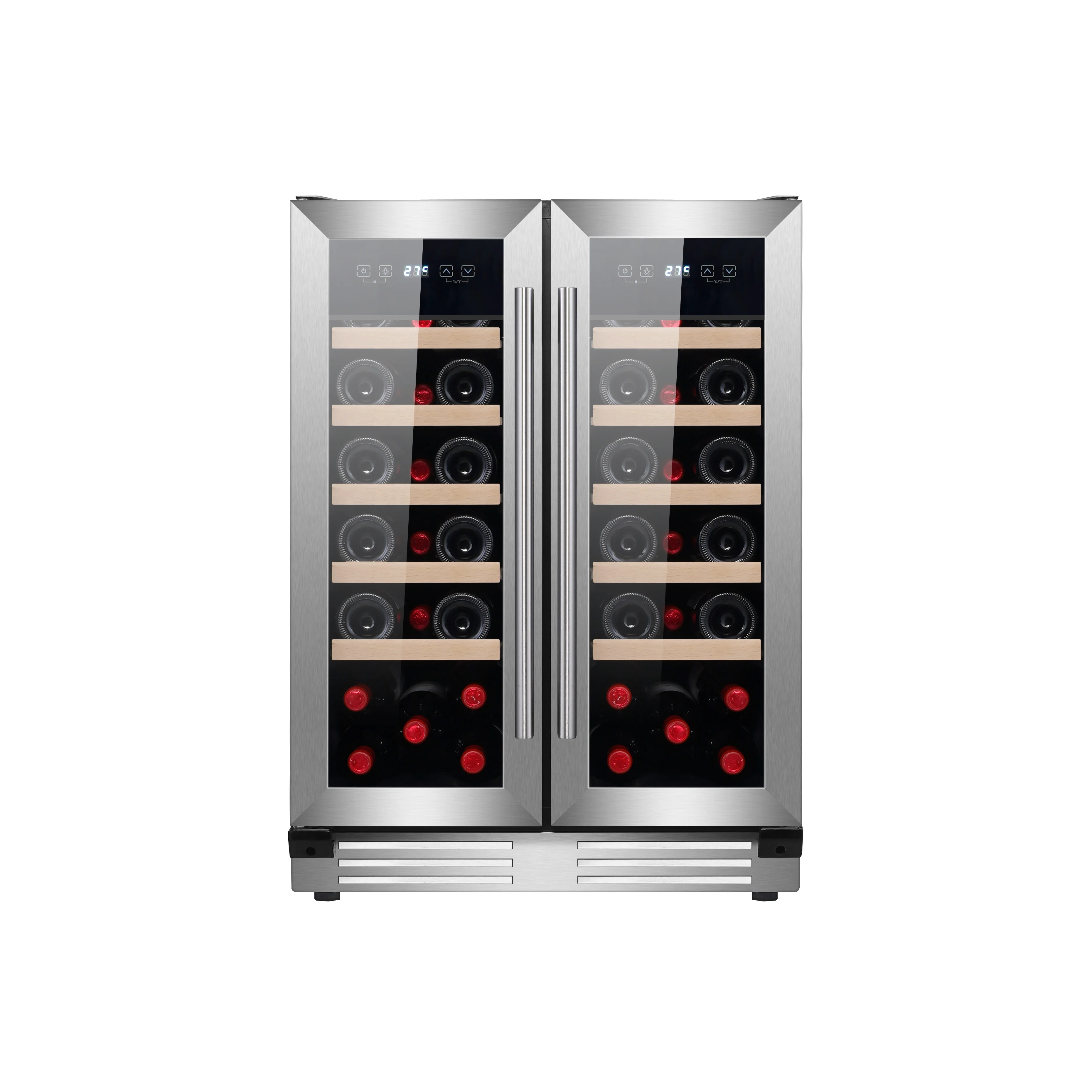Wholesale OEM digital electronic wine fridge refrigerator Invert Compressor Cooler Refrigerator Dual Zone Corner Wine Fridge