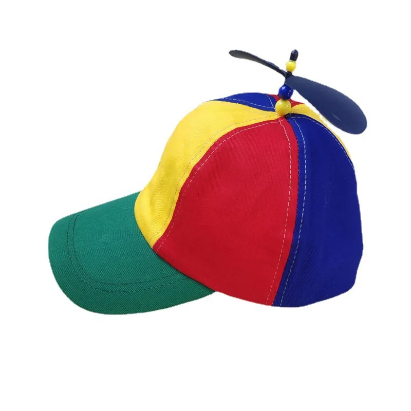Rainbow Propeller Helicopter Baseball Cap Fancy Hat For Adult Kids Party Carnival