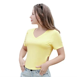 Women Branded Fashion Designer Stock Plain Import Overruns Bangladesh T-shirt