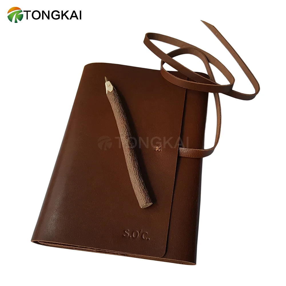 Custom 2023 Hot Sale Refillable Handmade Leather Bound Daily Spiral Notepad Notebook Art Sketchbook Travel Diary Notebook