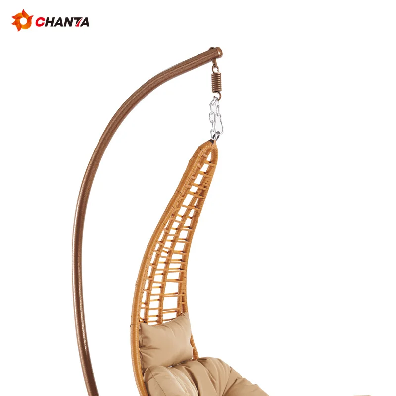 Wholesale Basket Steel Wicker Rattan Swing Seat Furniture Outdoor Patio Swing Chair Hanging Garden Swing Egg Chair With Stand