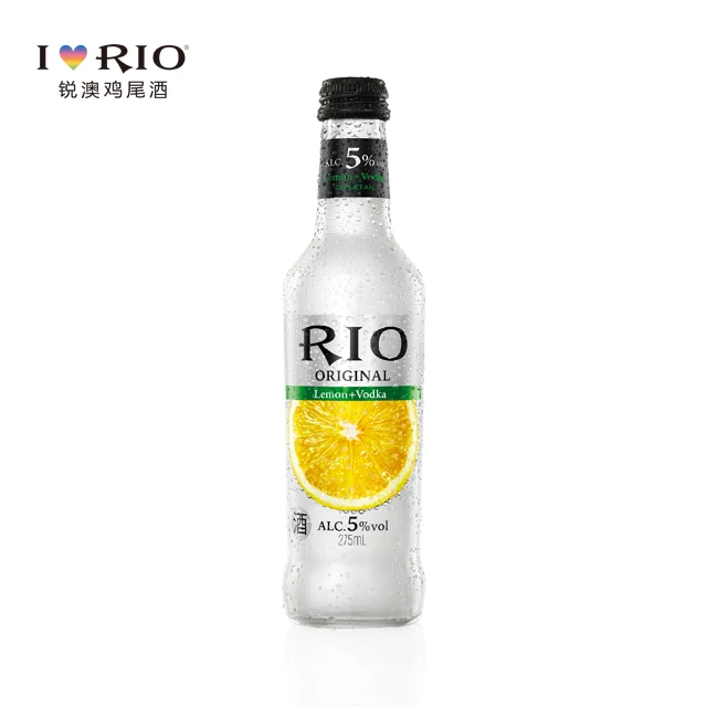 Оригинальные бутылки для коктейлей RIO объемом 5%/275 мл с ароматом лимона и водки, 24 бутылки/коробка