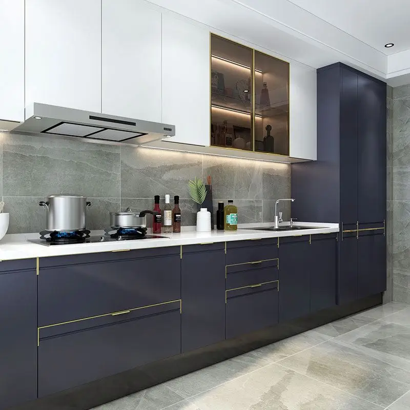 OPPEIN Blue Bar In Lebanon High Gloss Acrylic 3D Modern Fiber Kitchen Cabinets