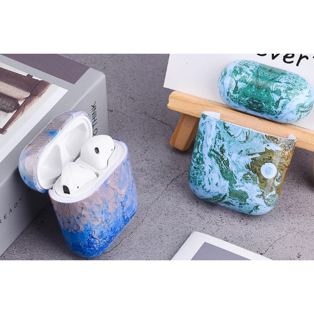  Glossy Shiny IMD Geometric Marble Earphone Storage Case