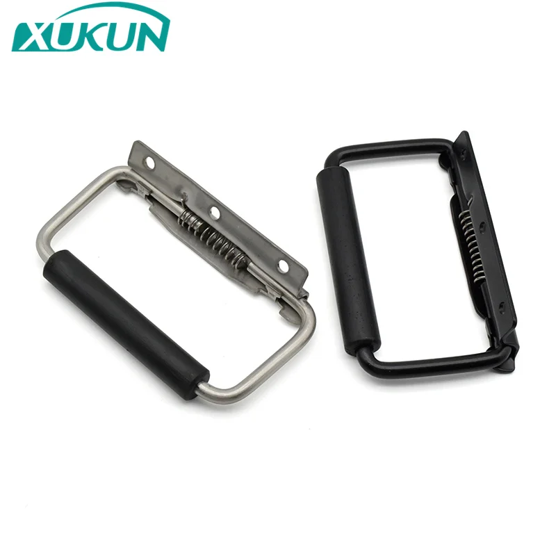 XK606 Industrial Handle Carbon steel rubber spring rebound handle 90 degree folding handle for cabint/toolbox
