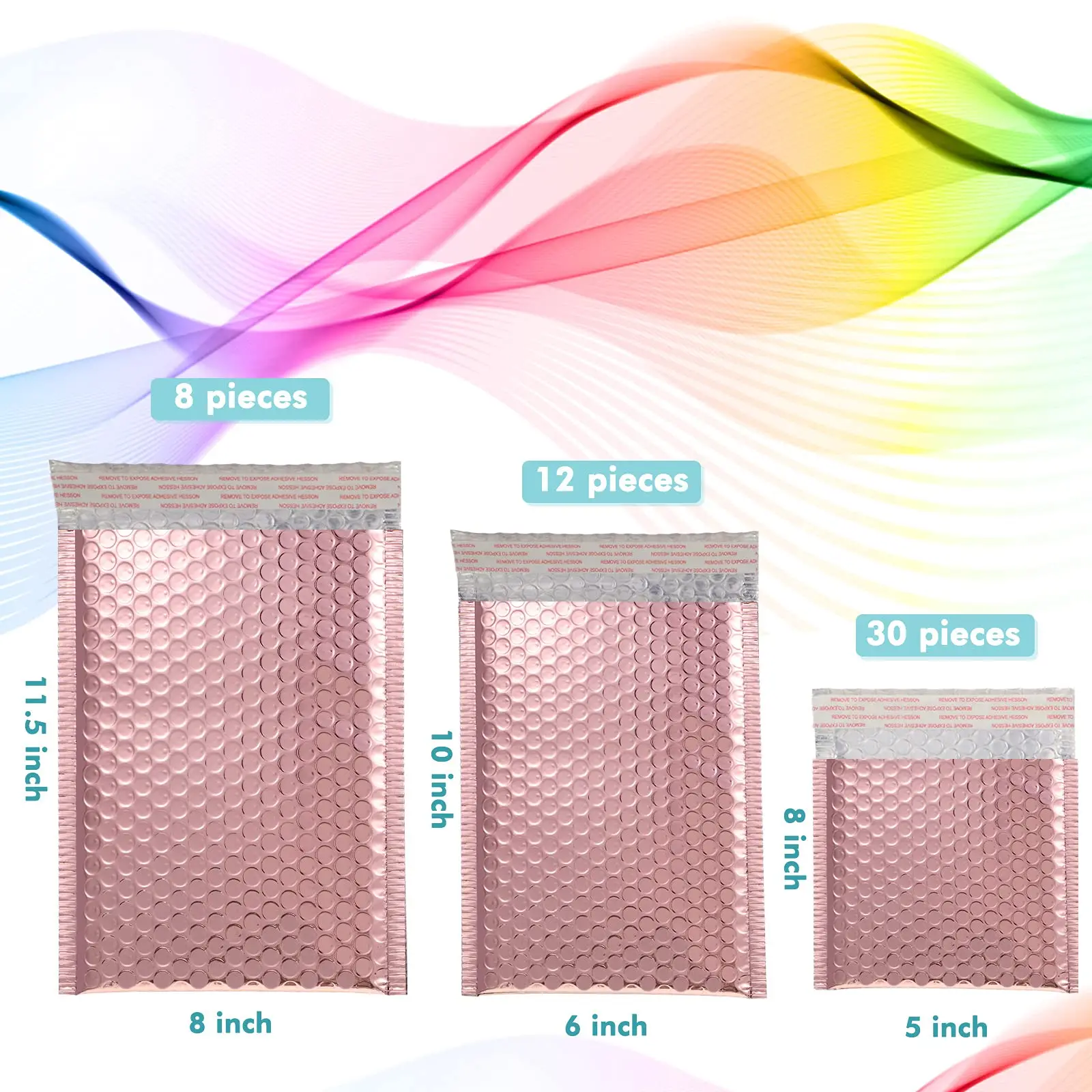 Custom Logo Rose Gold Metallic Mailer Shipping Envelope Padded Postal Satchels Bubble Poly Packaging Mailing Bag