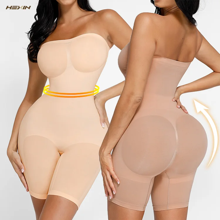 HEXIN Wholesale Custom Plus Size Strapless Seamless Body Butt Lift Shapers Tummy Shaper For Women Slimming Shapewear Woman