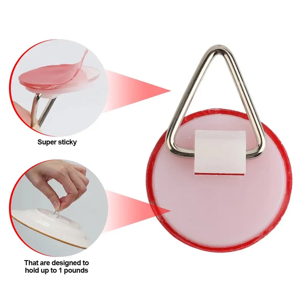 Set Of 20 2.2cm Disc Plate Hangers Picture Hanging Self Adhesive Stick on Hooks