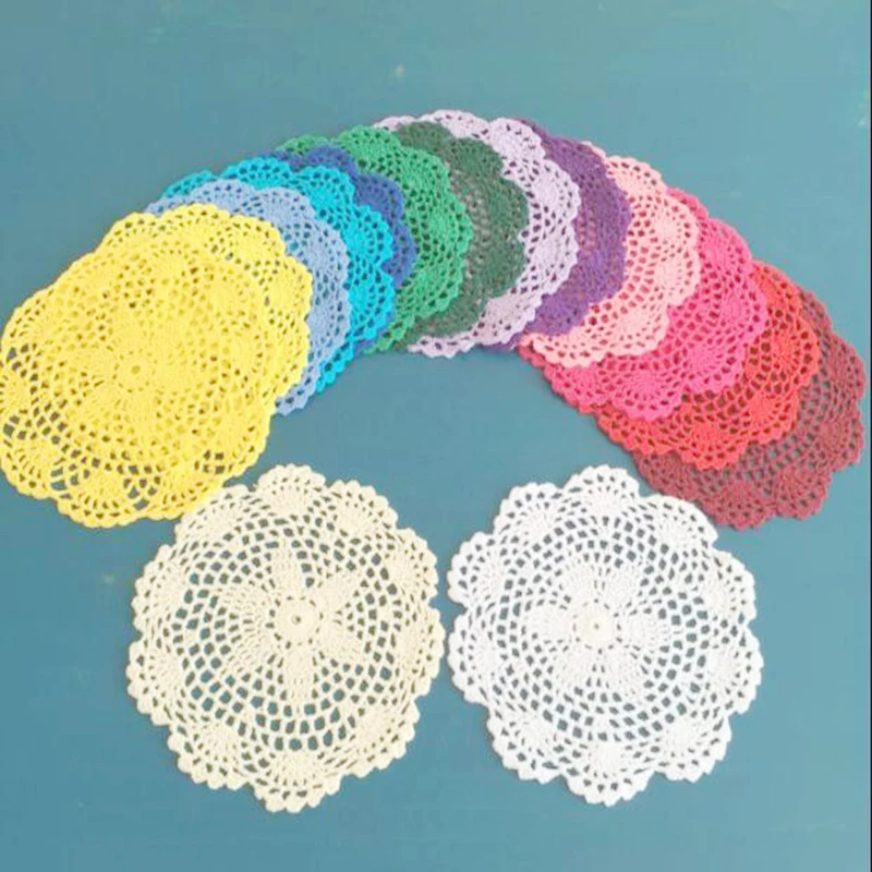 Small Crochet Cotton Lace Coasters Doilies White Round 4 inch Handmade Coaster