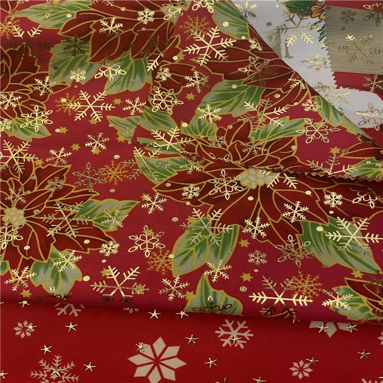 Lurex and Dew Drops Minimatt Print Fabric Christmas with Gold 100% Polyester Mini Matt Print Woven Dying Garments Yarn Dyed