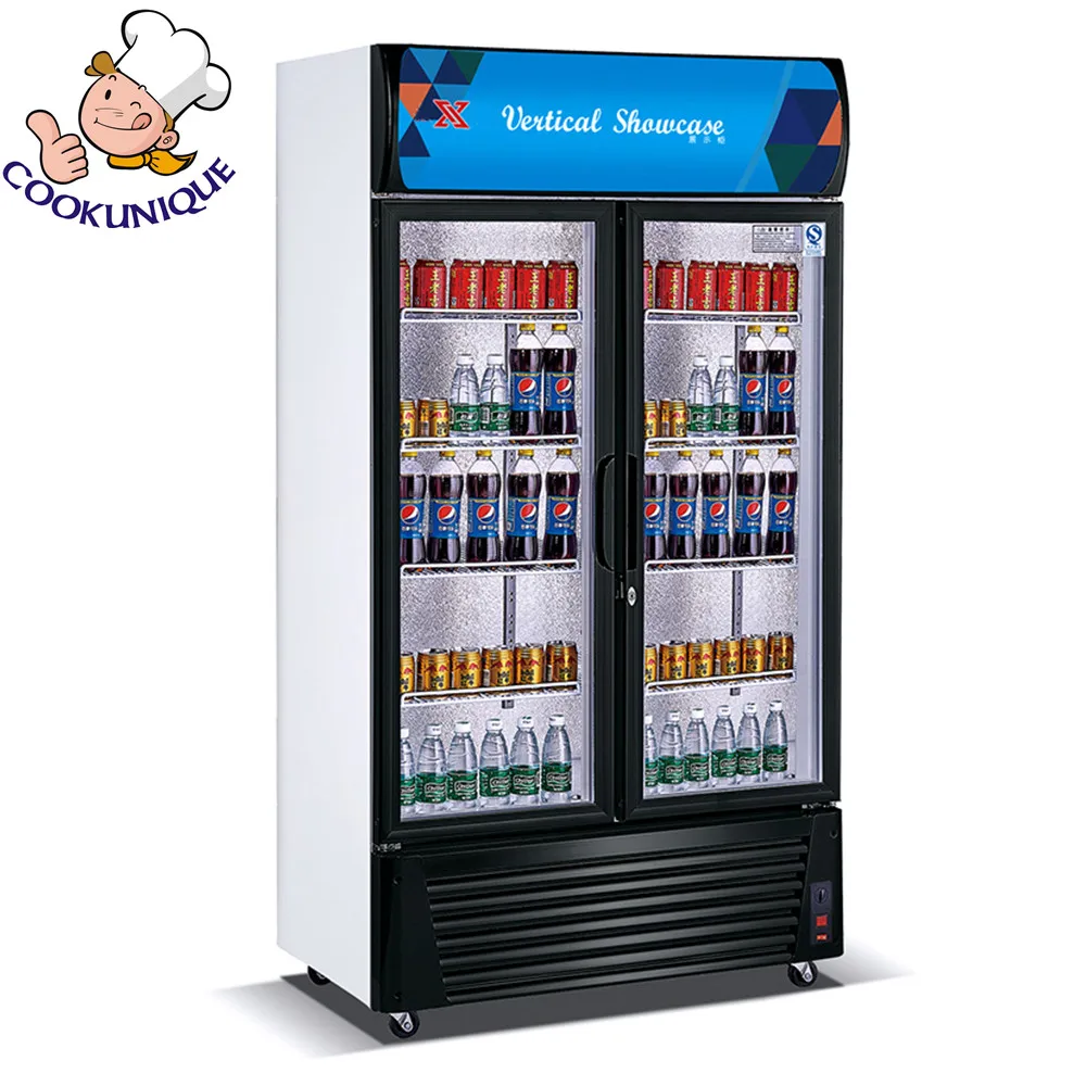 glass single  double door display cooler commercial freezer refrigerator