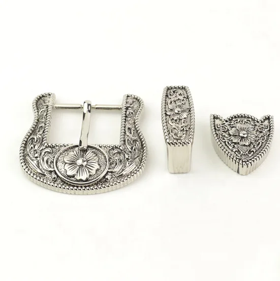 factory price belt buckles wholesale 3 pieces belt buckles in stock concho belt with hat Flower carving