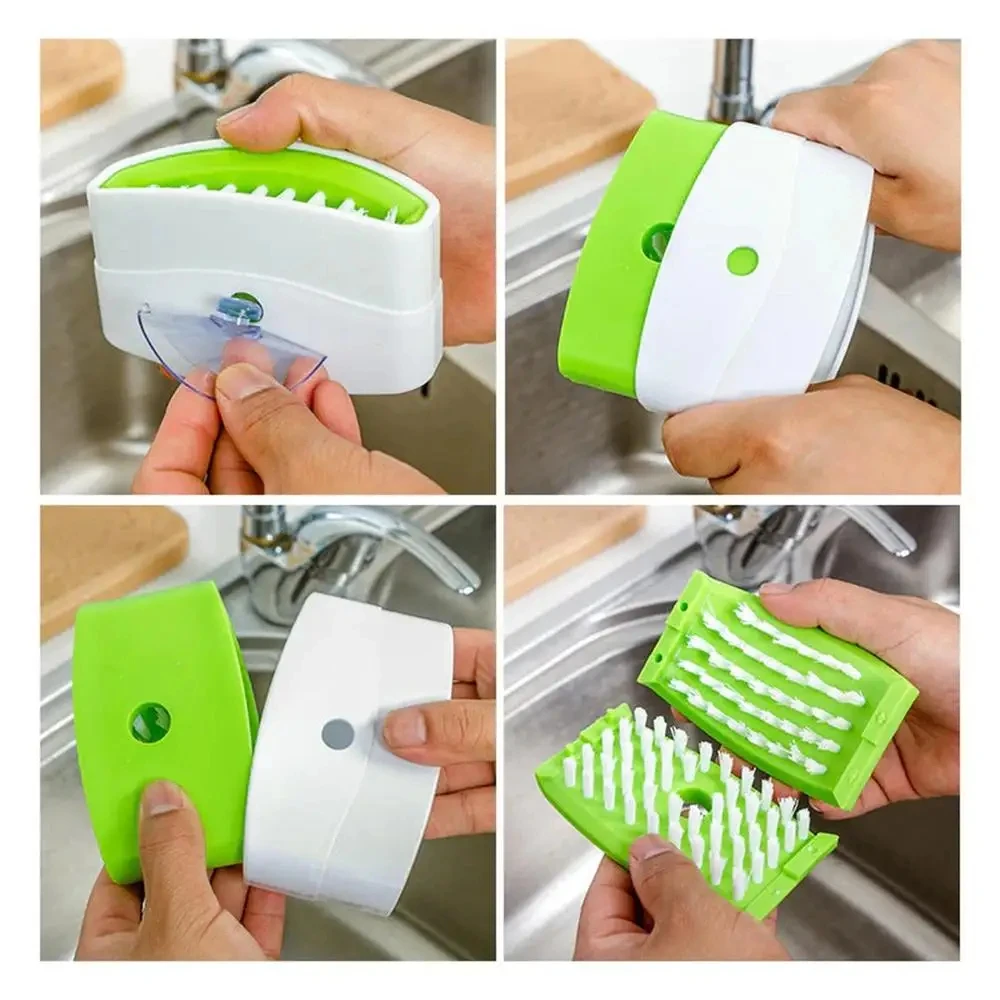 Multi-functional Sucker Cutlery Cleaner Knife Fork Spoon Cleaning Brush for Vegetable Fruit Kitchen Clean Helper