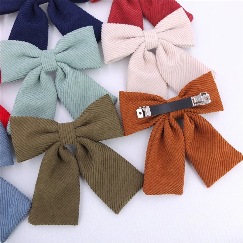 French Barrettes Hair Bow Twill Corduroy Velvet Hair Bow Spring Clips Hairpins for Girls Women Headwear Accessories