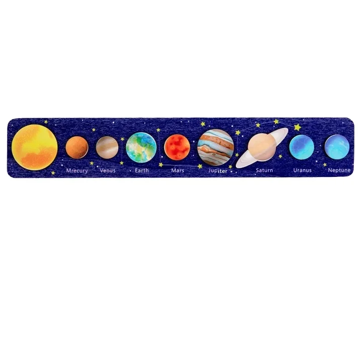 Montessori High Solar System Puzzle Toy Wooden Planets Jigsaw Board Game Children Educational Astronomy Toy Boy Girl Made PC